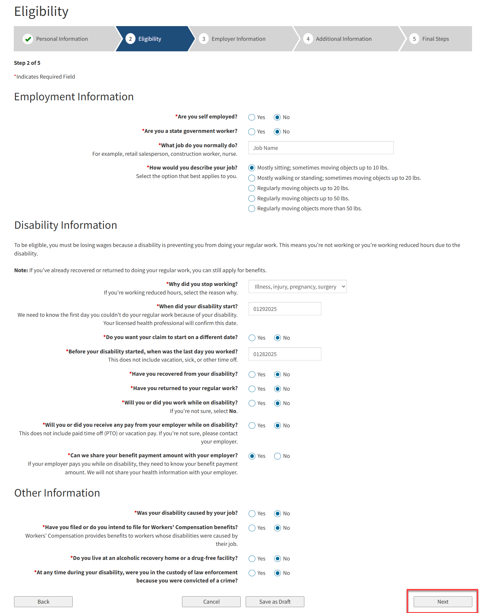 SDI 2 Eligibility