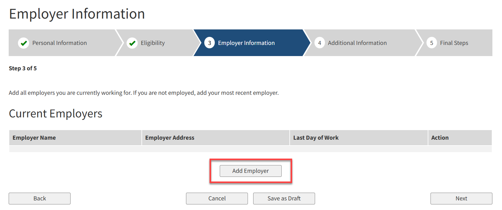 SDI 3 Employer Information