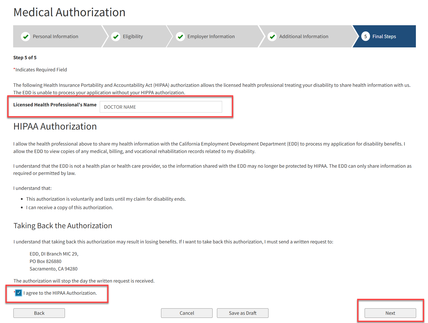 SDI Medical Authorization