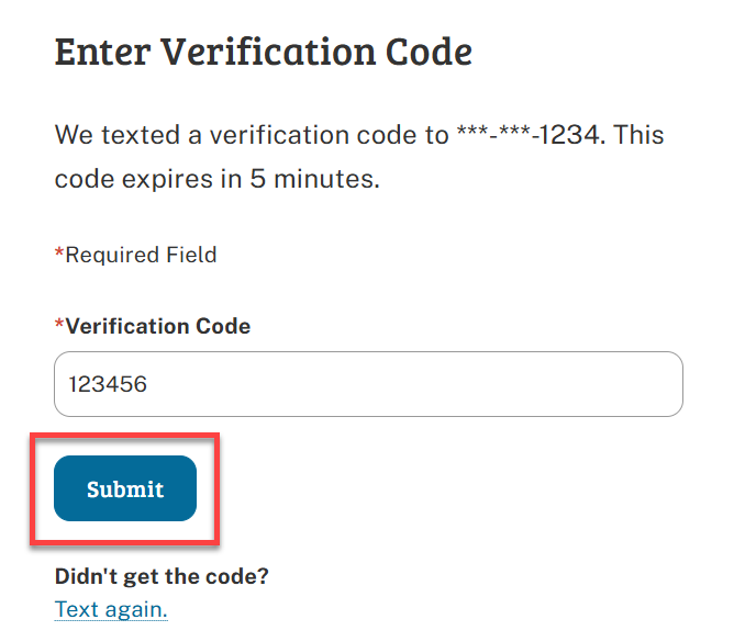 myEDD Enter Verification Code